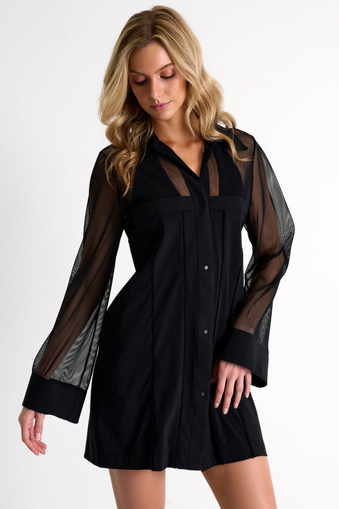 Shan Charlie Grid Mesh Beach Shirt - 42595-85-800